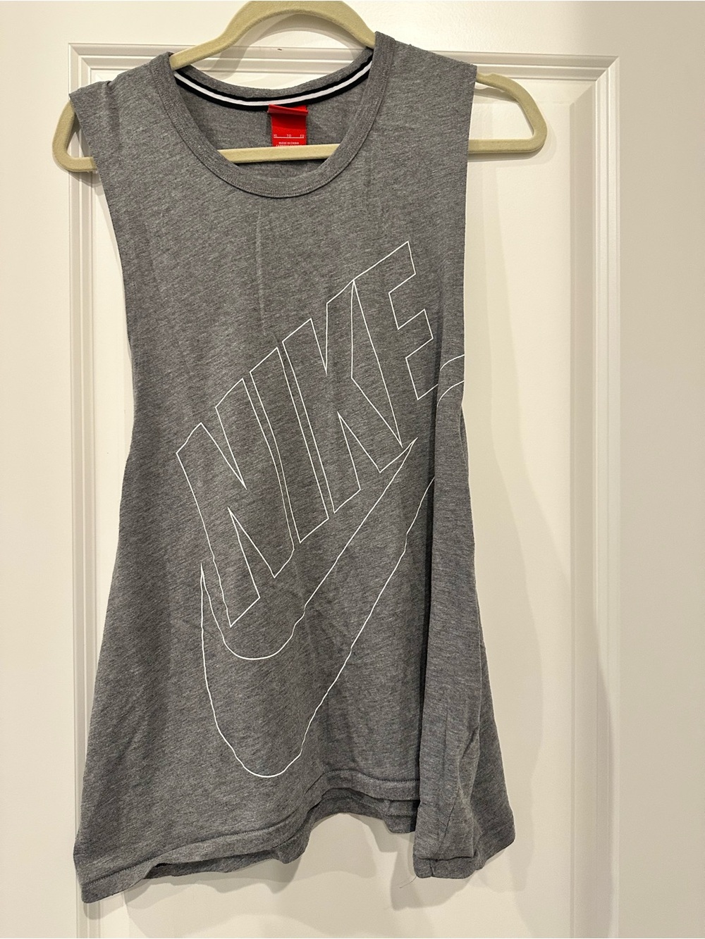 Nike Gray Sleeveless Muscle Tee with White Outline Logo